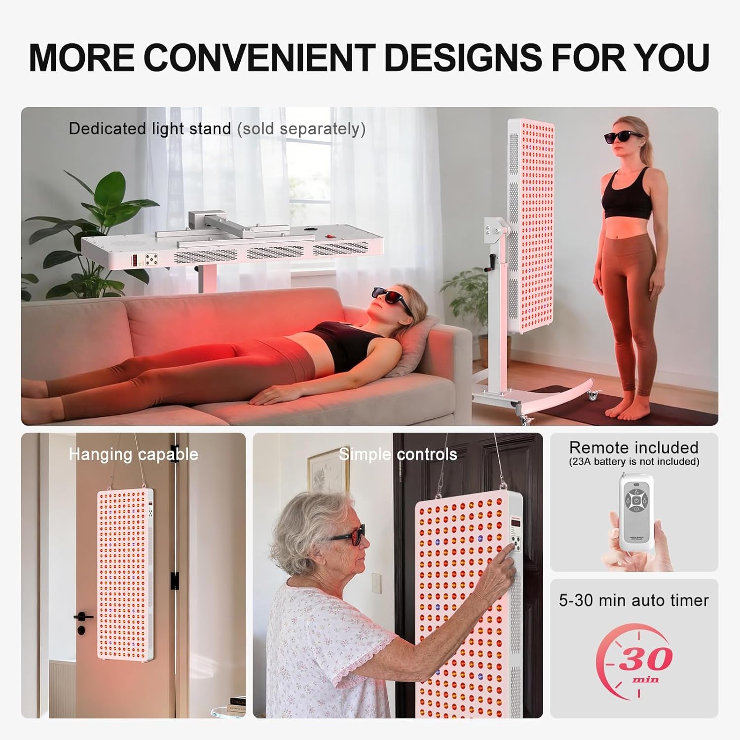 Red Light Therapy Full Body Panel, 480/630/660/810/830/850/1060Nm 7 Wavelengths Blue Red near Infrared Light Device with 300 Dual Chip Clinical Grade Leds, Remote Control, Timer, BO-1500