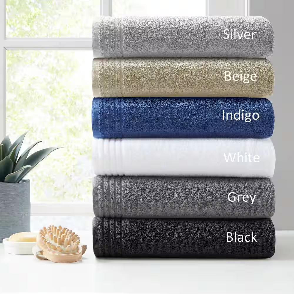 Big Bundle 12-Piece Grey 100% Cotton Bath Towel Set