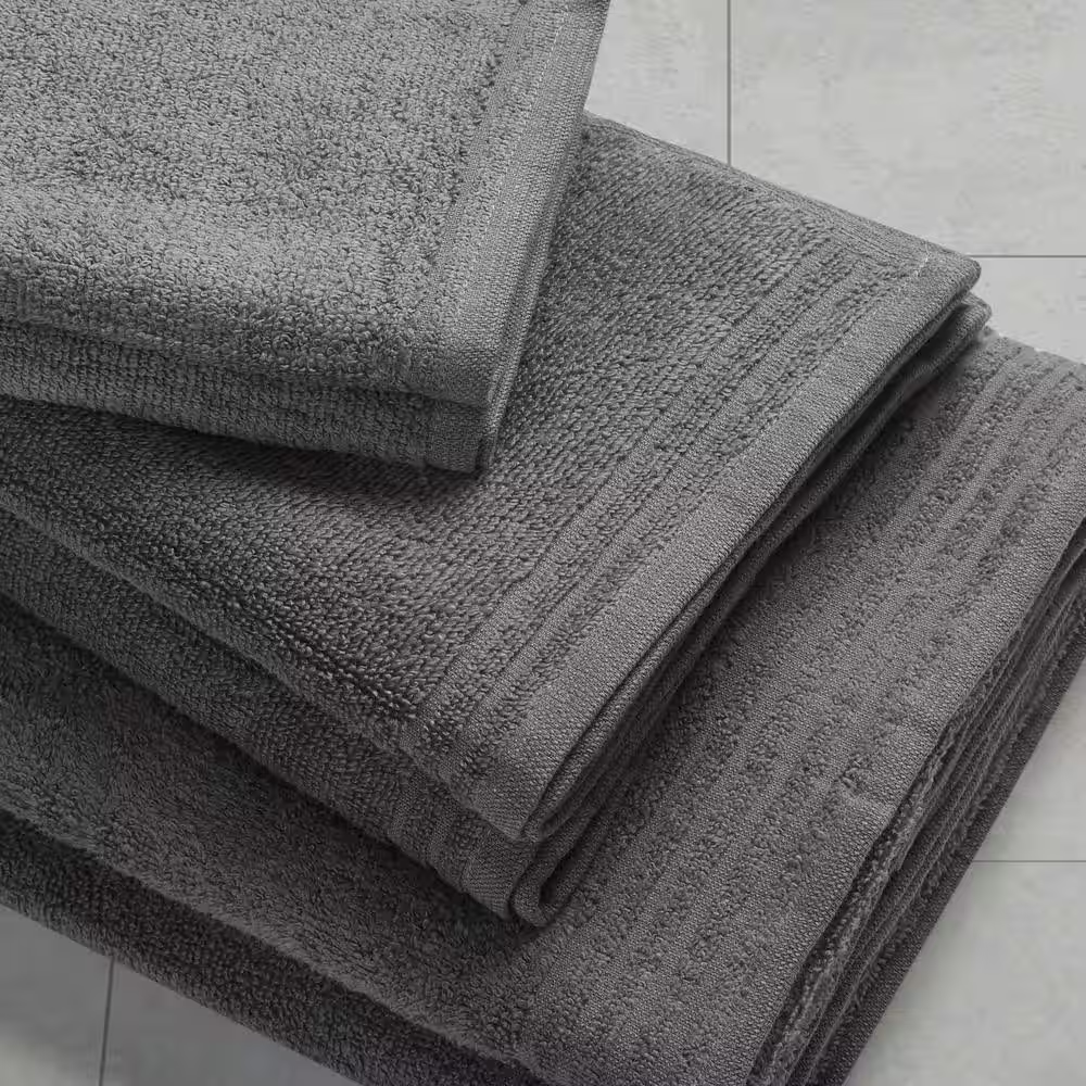 Big Bundle 12-Piece Grey 100% Cotton Bath Towel Set