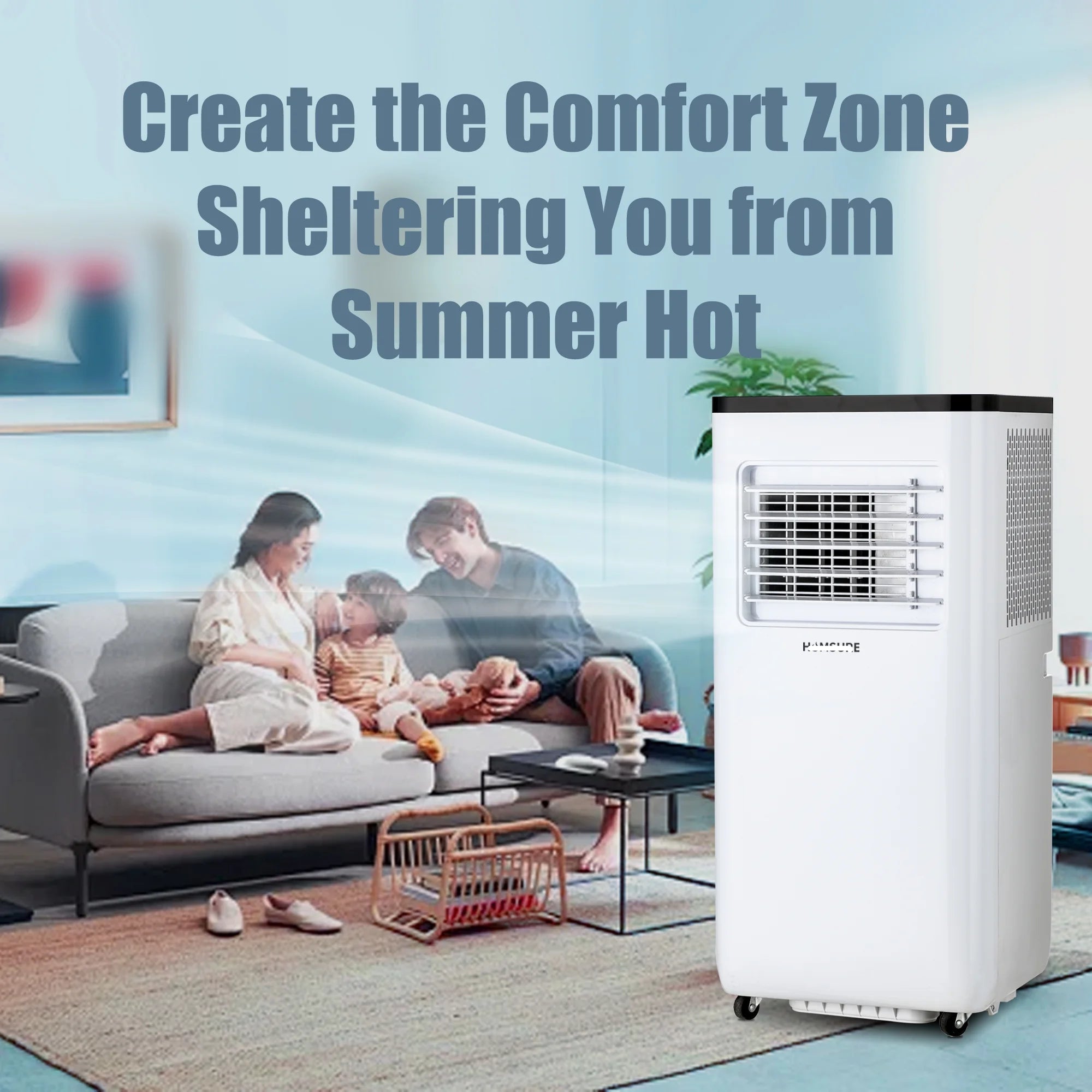 Portable Air Conditioners 10000 BTU Room Air Conditioning, Portable AC Unit with Remote Control, Cooling, Dehumidifier and Fan, Automatic, Sleep 5 Mode Floor AC