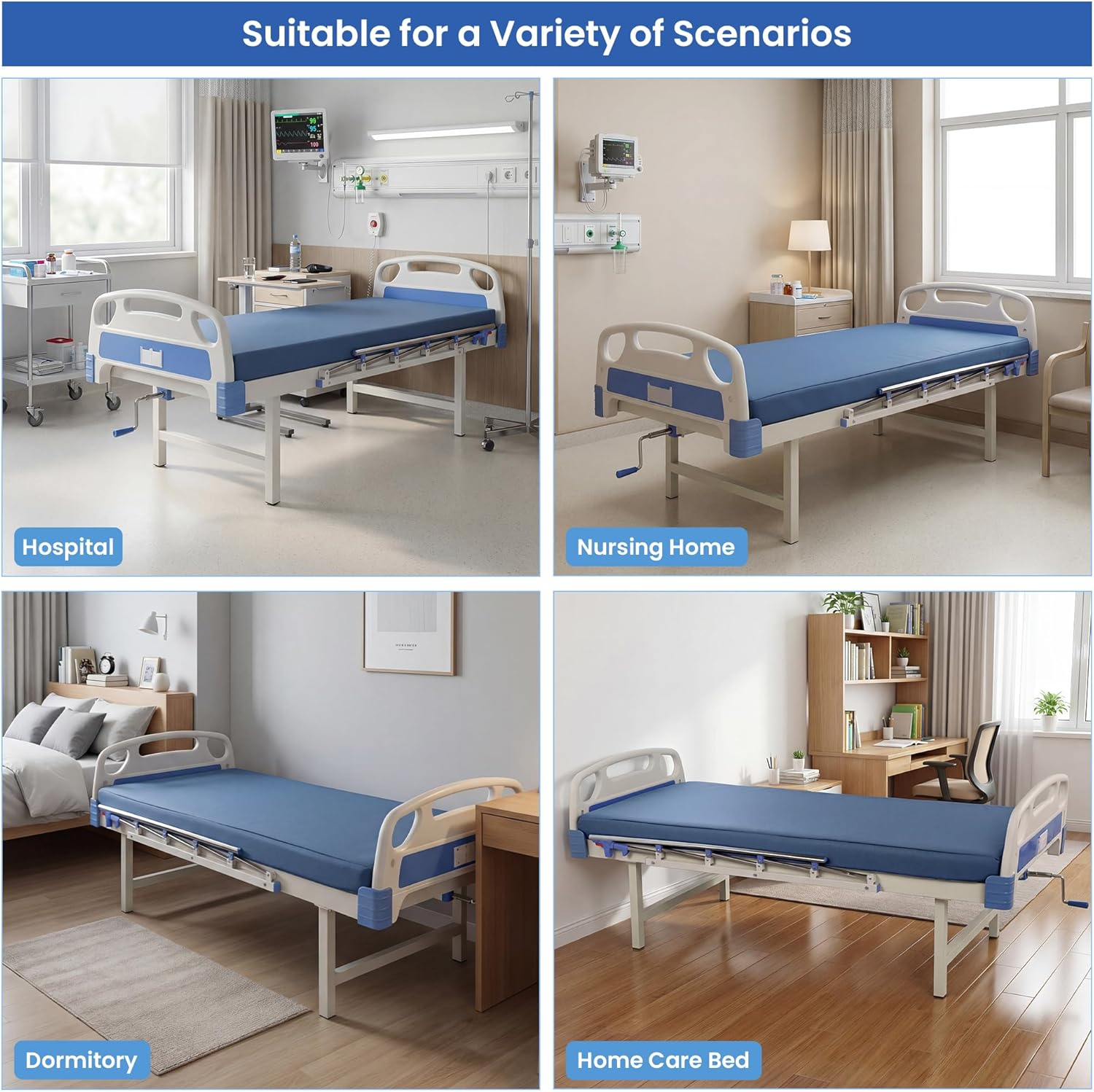 5-Zone Memory Foam Hospital Mattress for Pain Relief & Comfort 76"X36