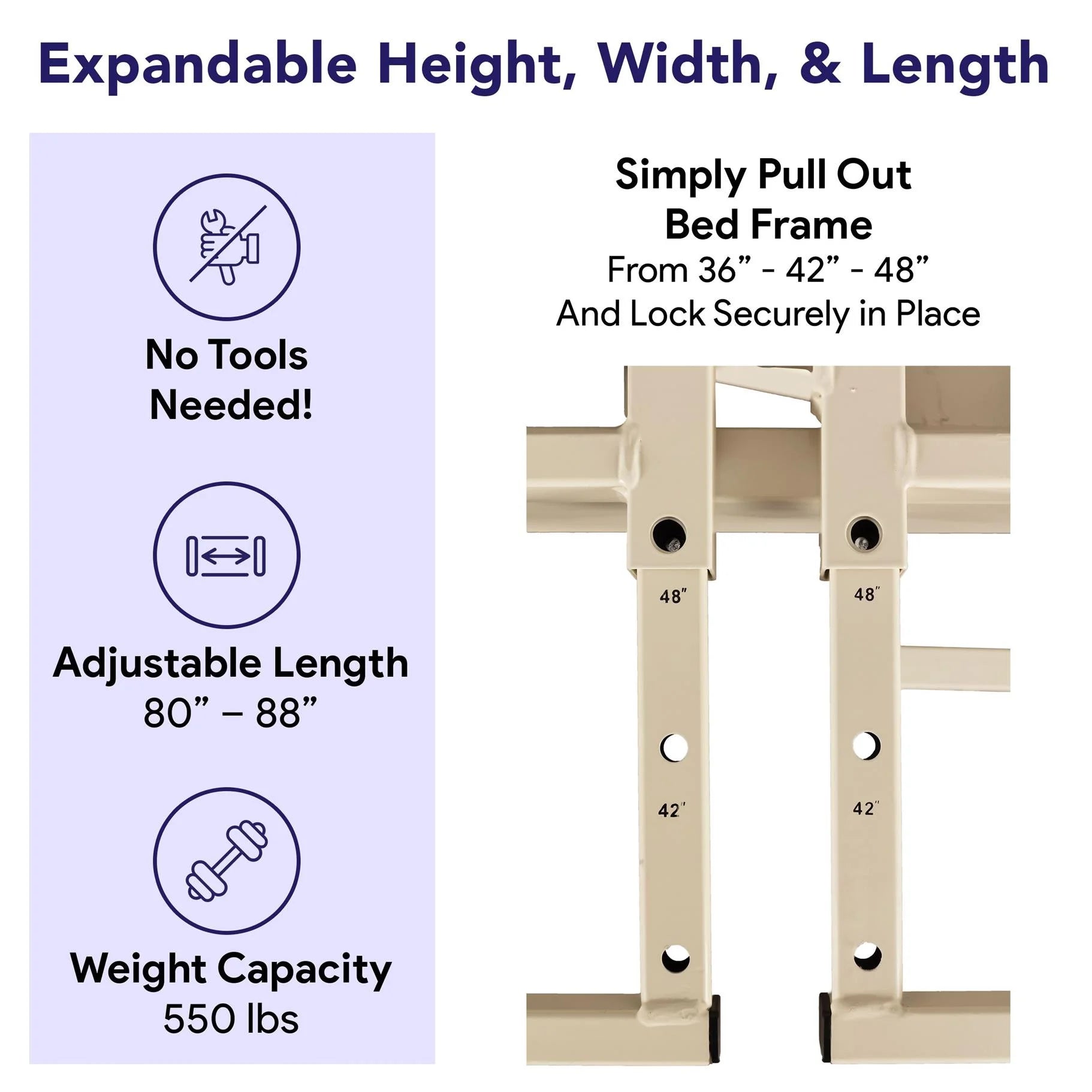 Ultra Wide Full Electric Bariatric Adjustable Hospital Bed - 14"-30" Height Range, 36”-42”-48” Width, 80”-88” Length 550 Lbs
