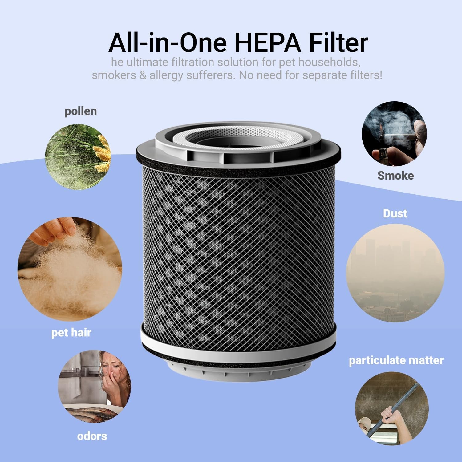 Air Purifier and Humidifier in One with Rplacement 2 Pack HEPA Filters and Humidifier Filters