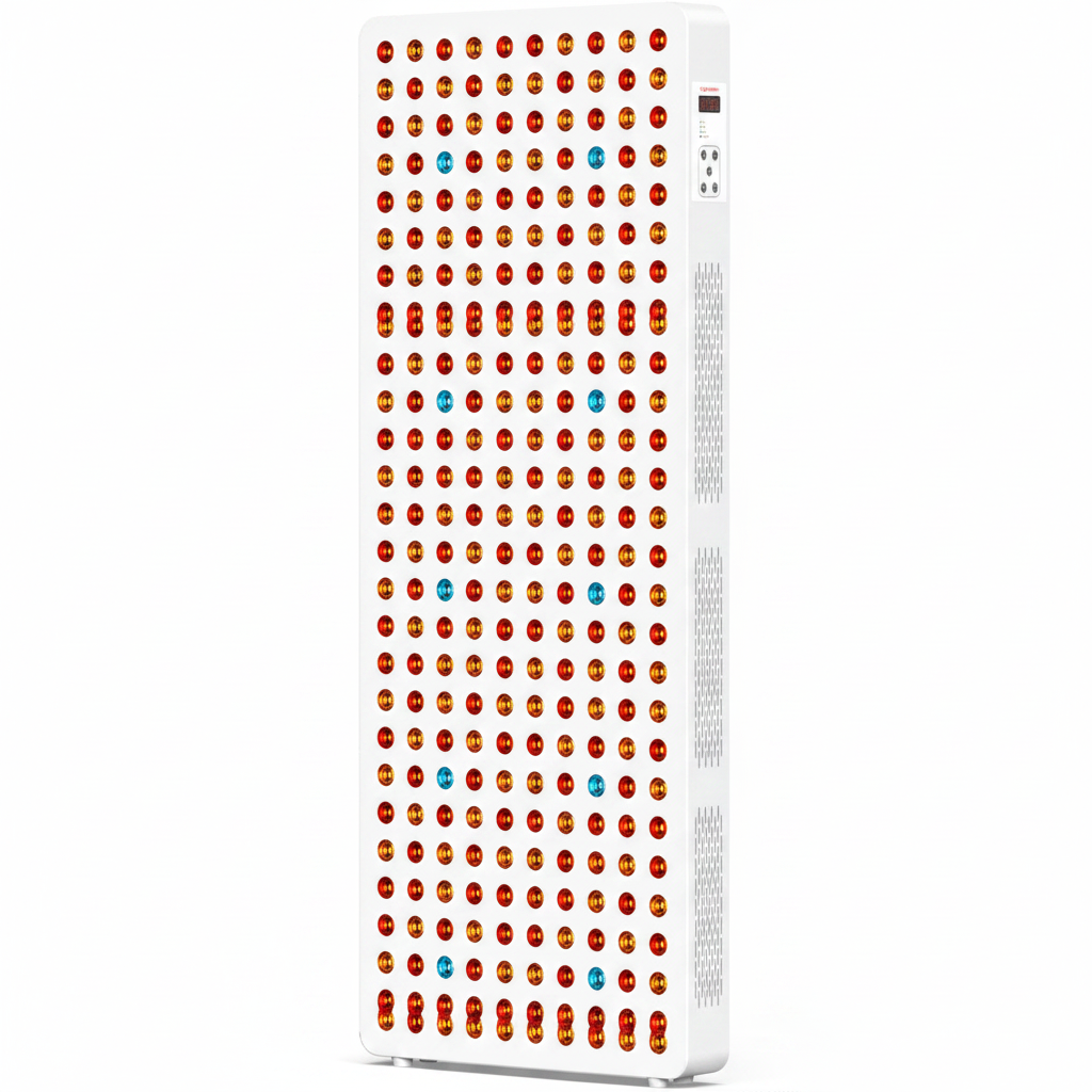 Red Light Therapy Full Body Panel, 480/630/660/810/830/850/1060Nm 7 Wavelengths Blue Red near Infrared Light Device with 300 Dual Chip Clinical Grade Leds, Remote Control, Timer, BO-1500